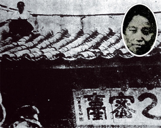 1931년 5월 고무공장 여성노동자 강주룡 열사가 임금삭감 반대와 노동조건 개선을 요구하며 을밀대에서 고공농성을 하고 있다(사진 위키피디아)